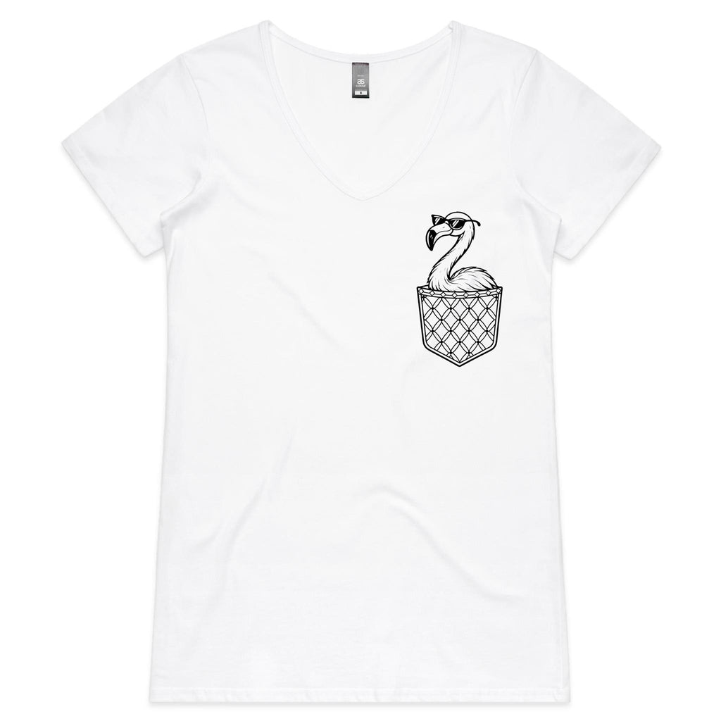 Flamingo - Pocket Peeper - V-Neck Tee