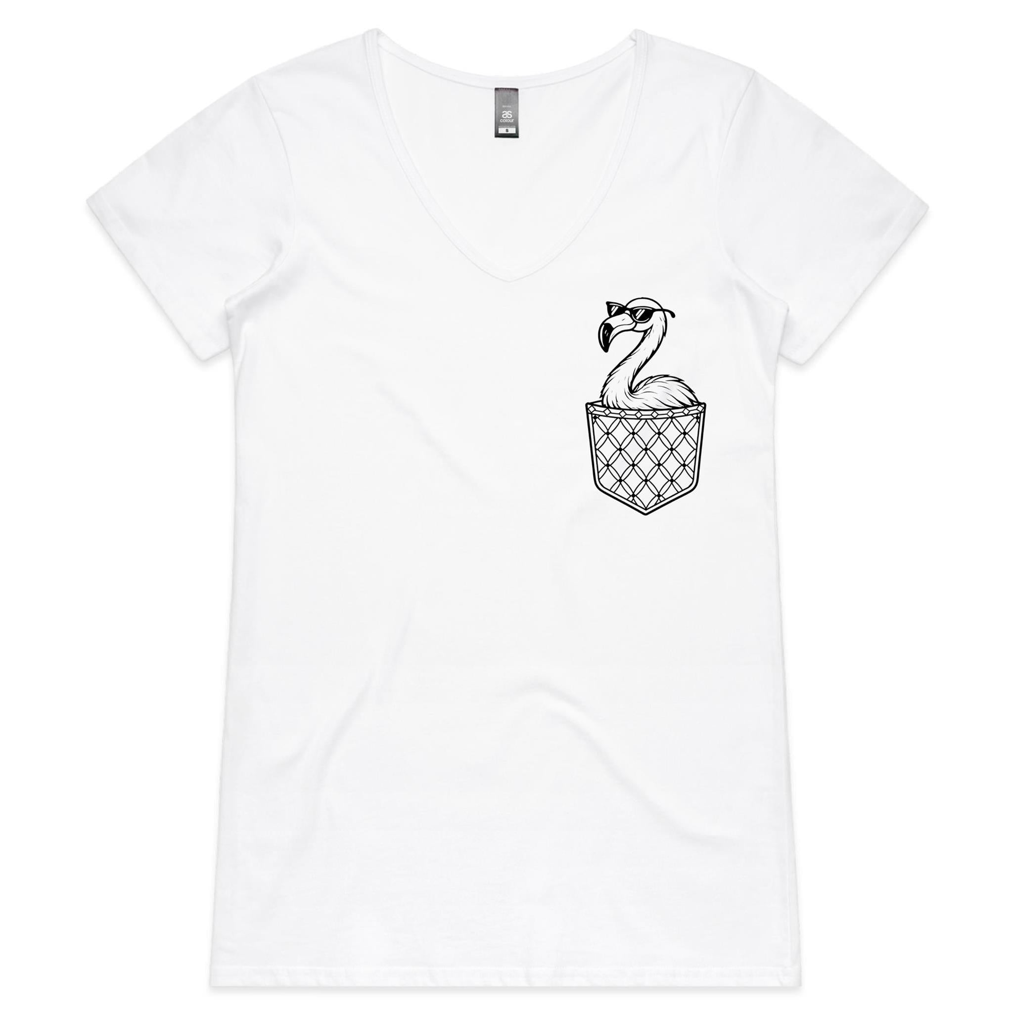 Flamingo - Pocket Peeper - V-Neck Tee