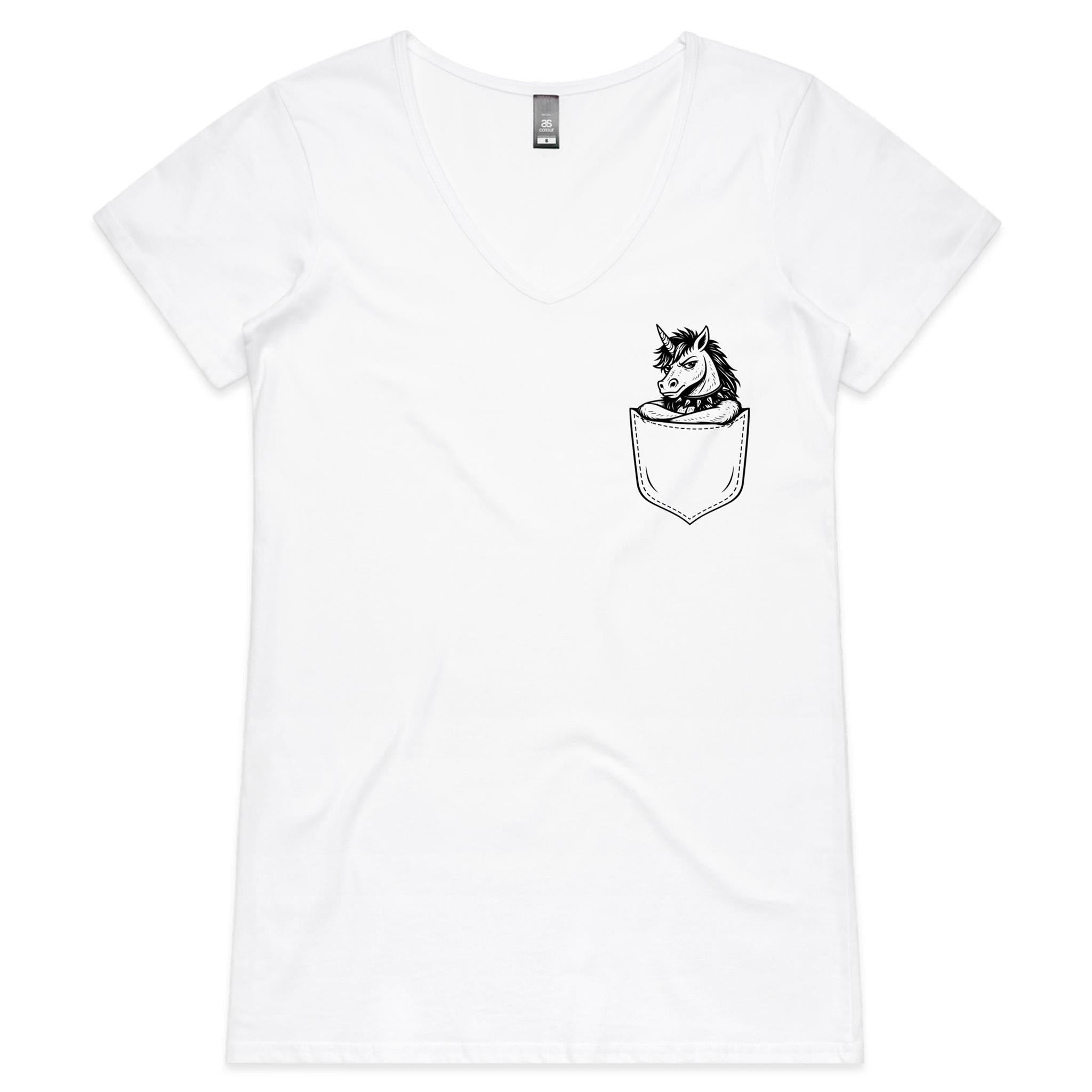 Unicorn - Pocket Peeper - V-Neck Tee