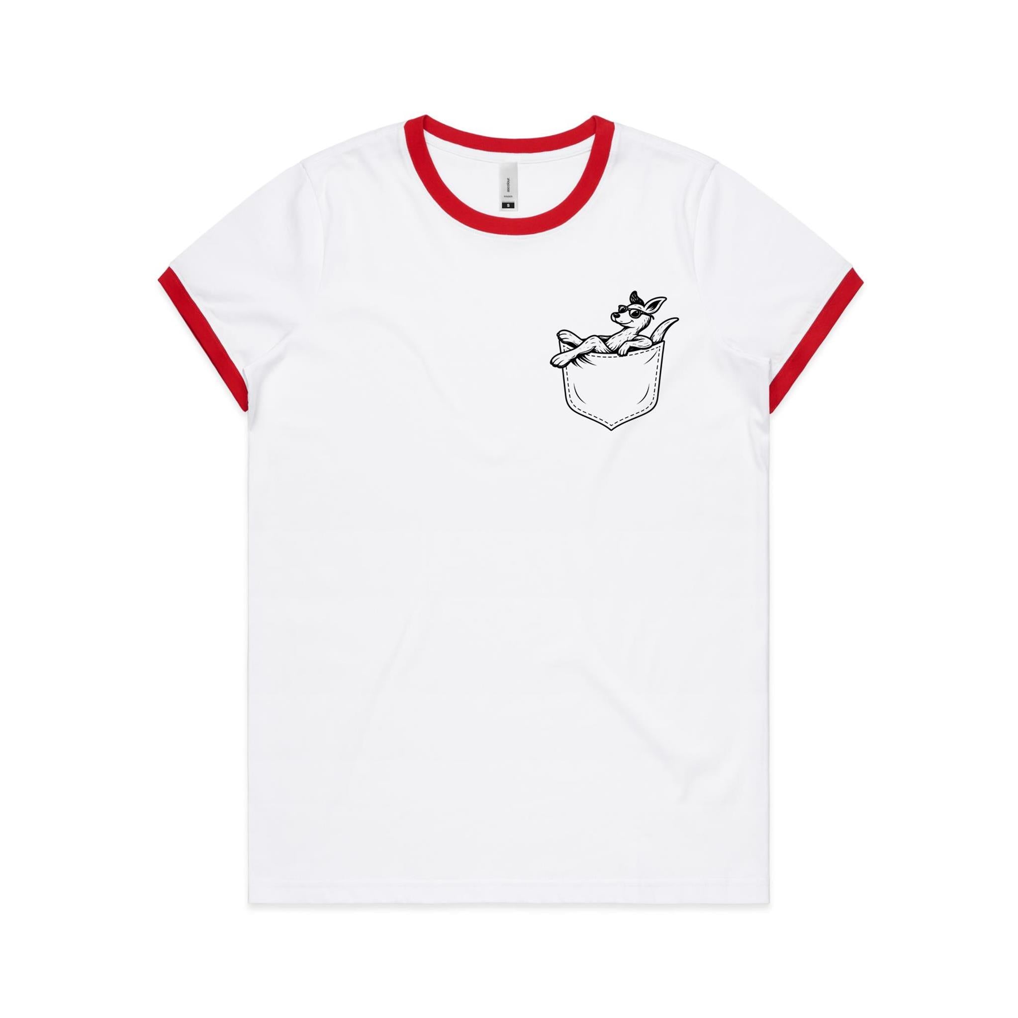 Kangaroo - Pocket Peeper - Maple Ringer Tee