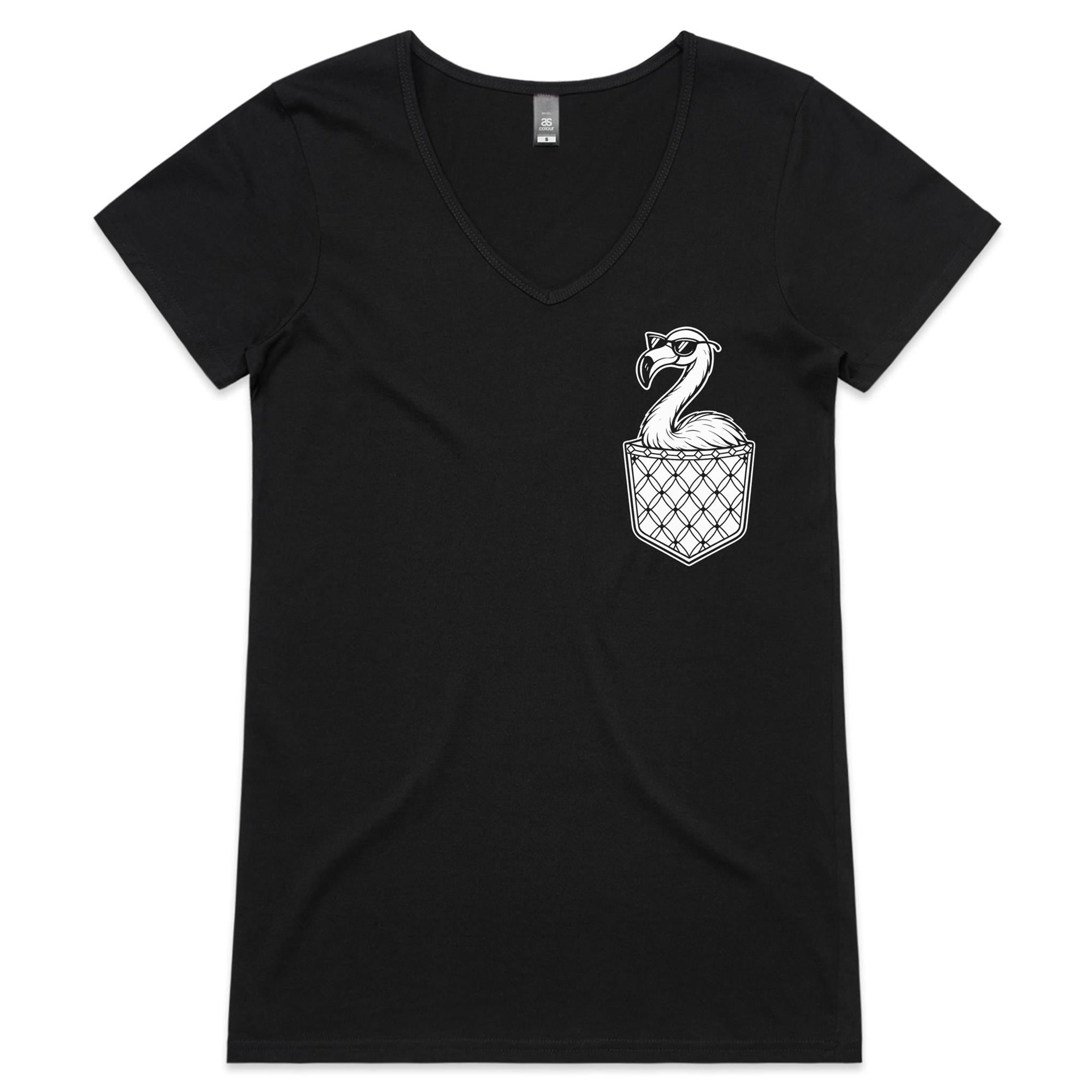 Flamingo - Pocket Peeper - V-Neck Tee