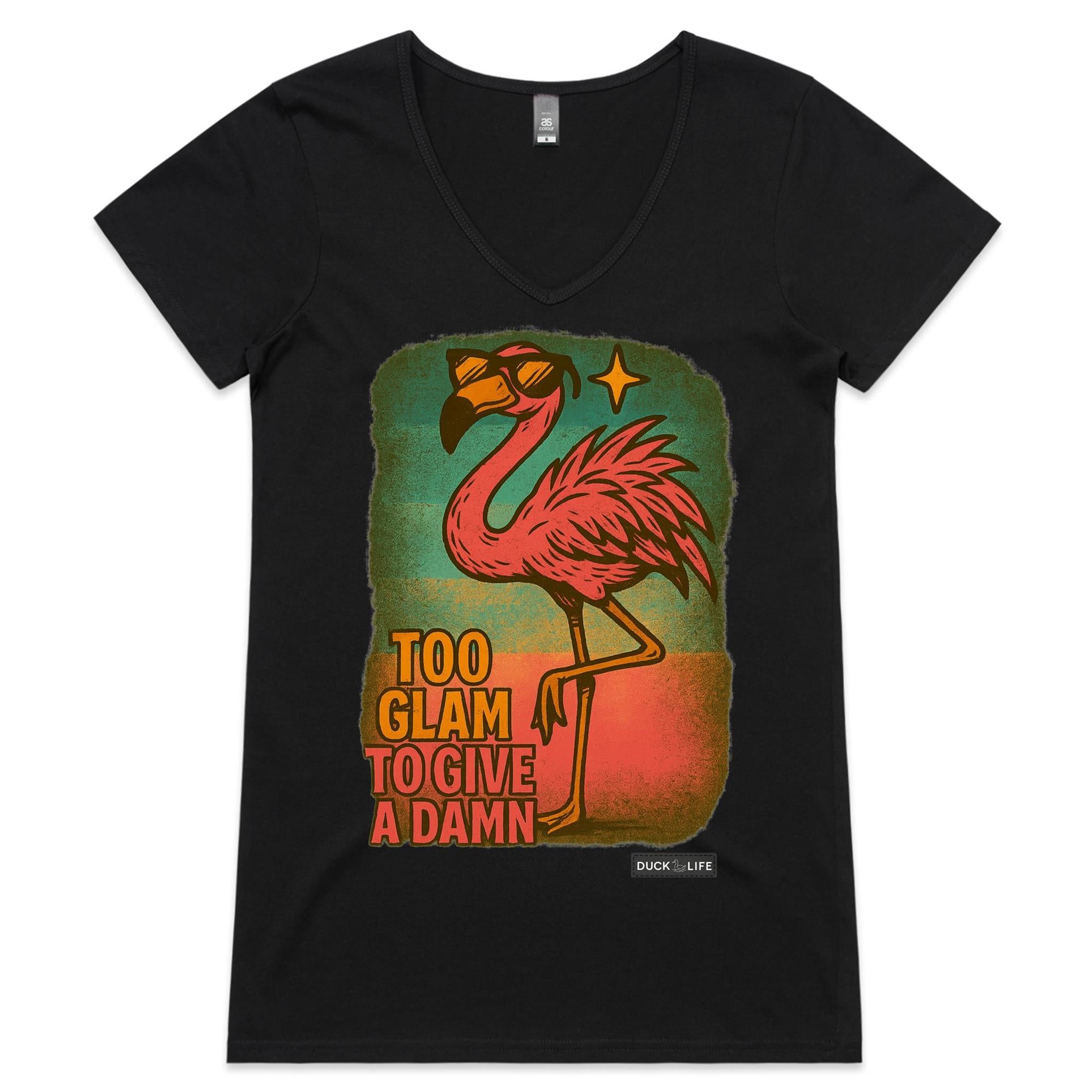'Too Glam to Give a Damn' - V-Neck Tee
