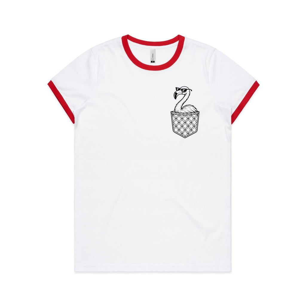 Flamingo - Pocket Peeper - Maple Ringer Tee