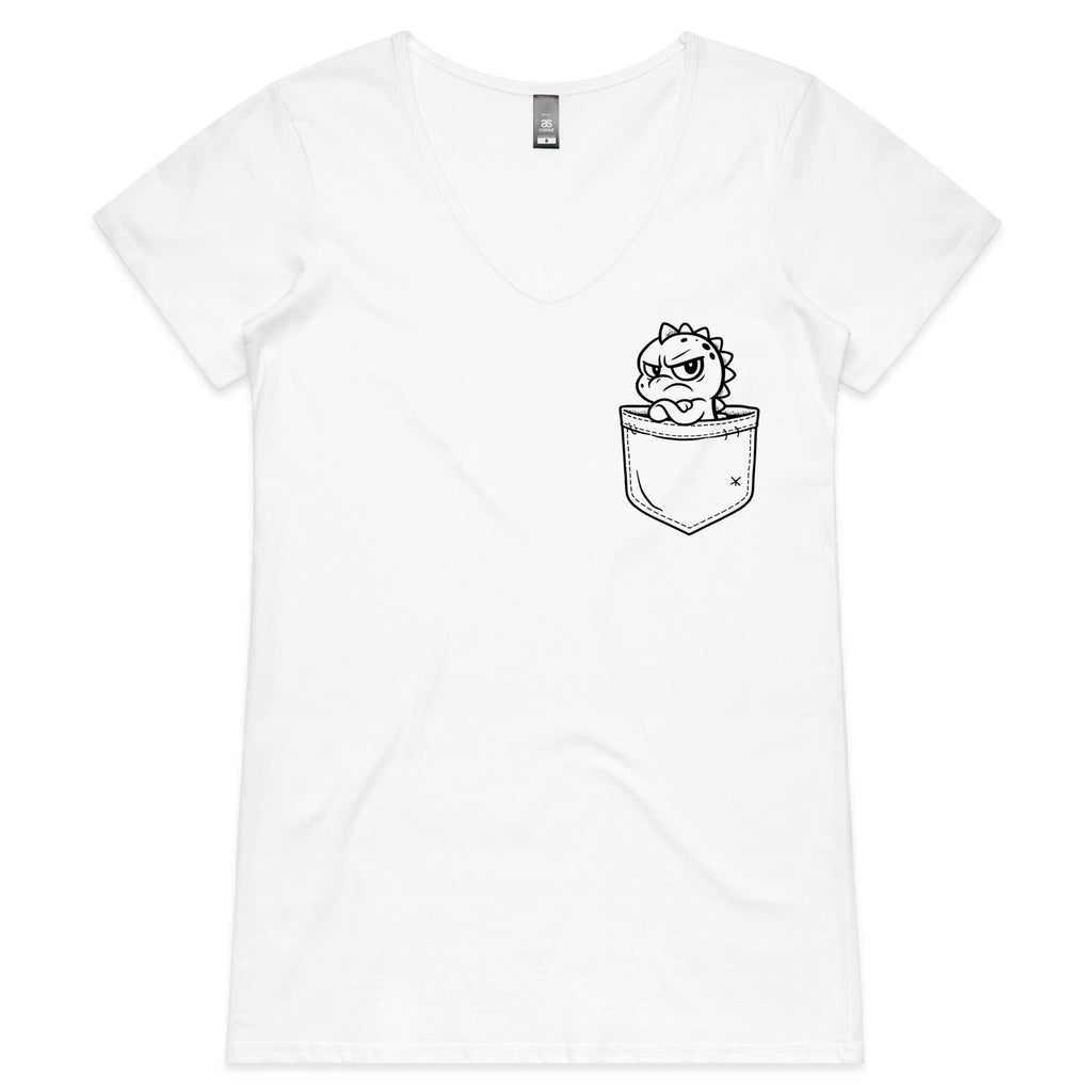 Grumpasaurus - Pocket Peeper - V-Neck Tee