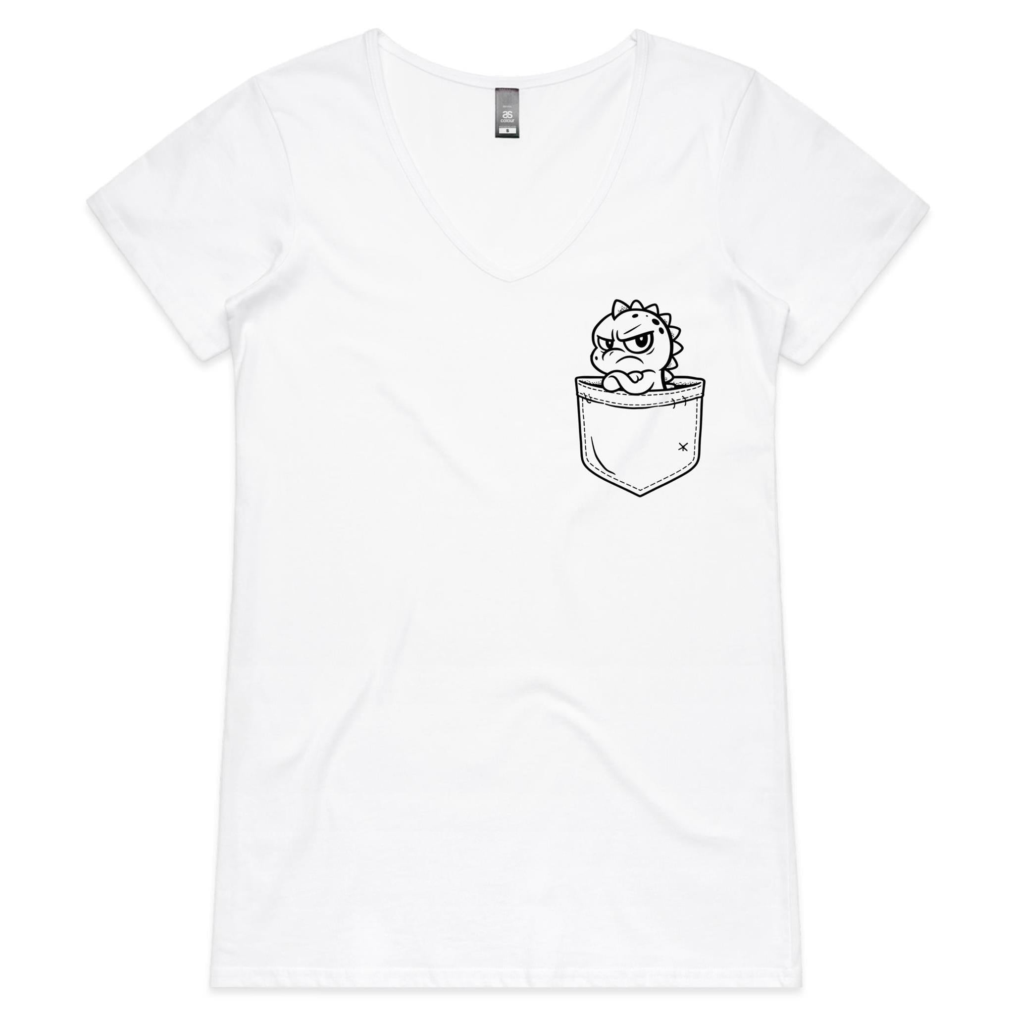Grumpasaurus - Pocket Peeper - V-Neck Tee