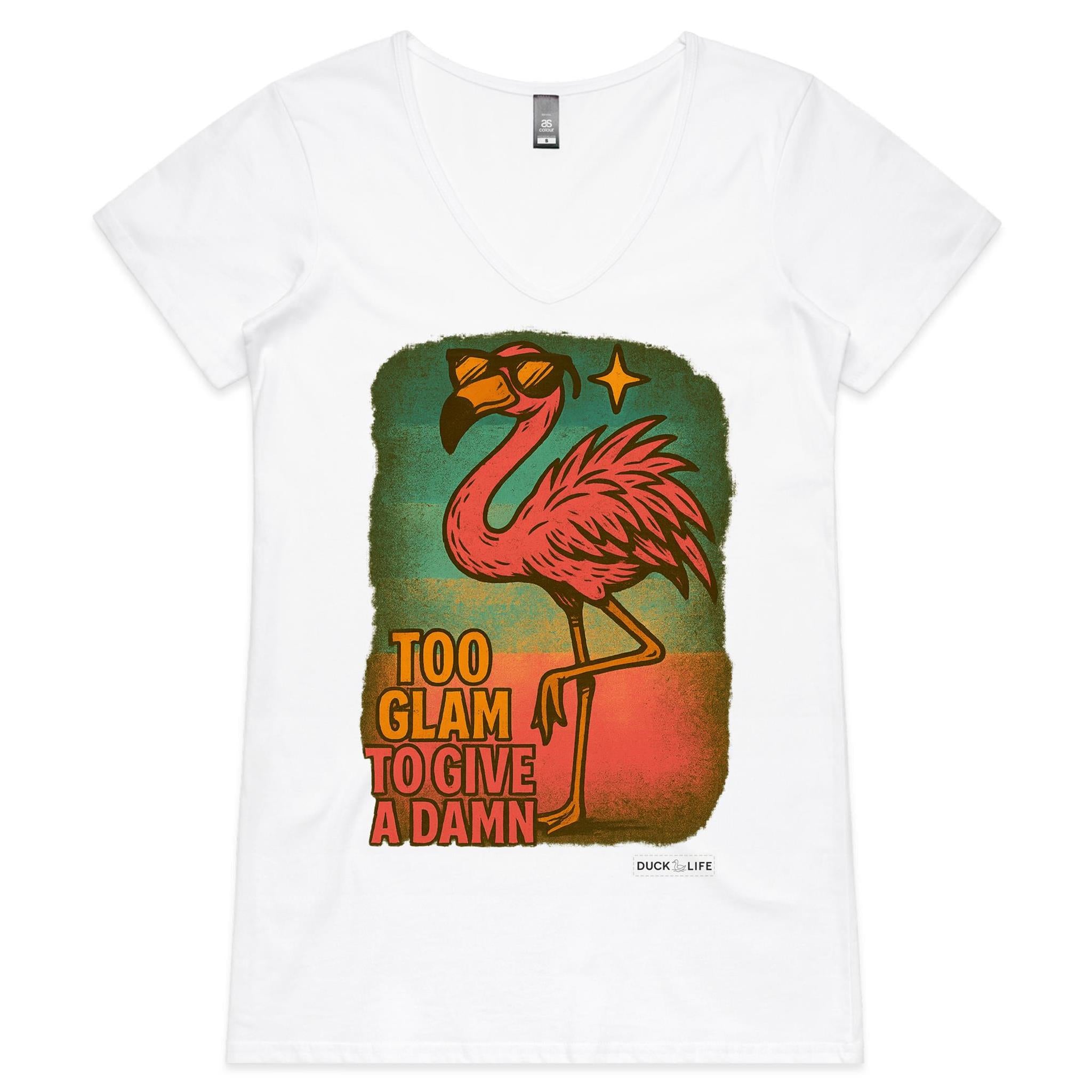 'Too Glam to Give a Damn' - V-Neck Tee