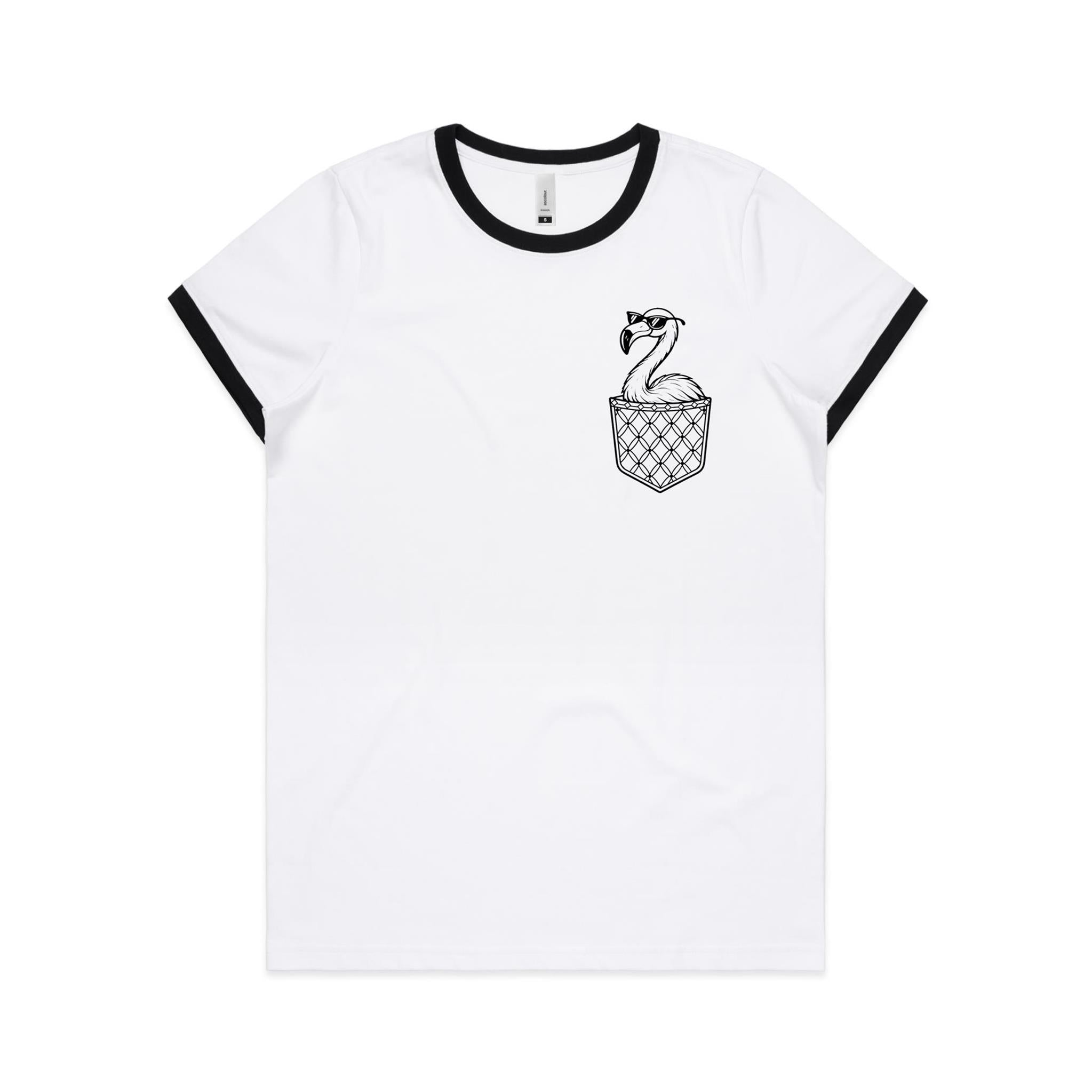 Flamingo - Pocket Peeper - Maple Ringer Tee