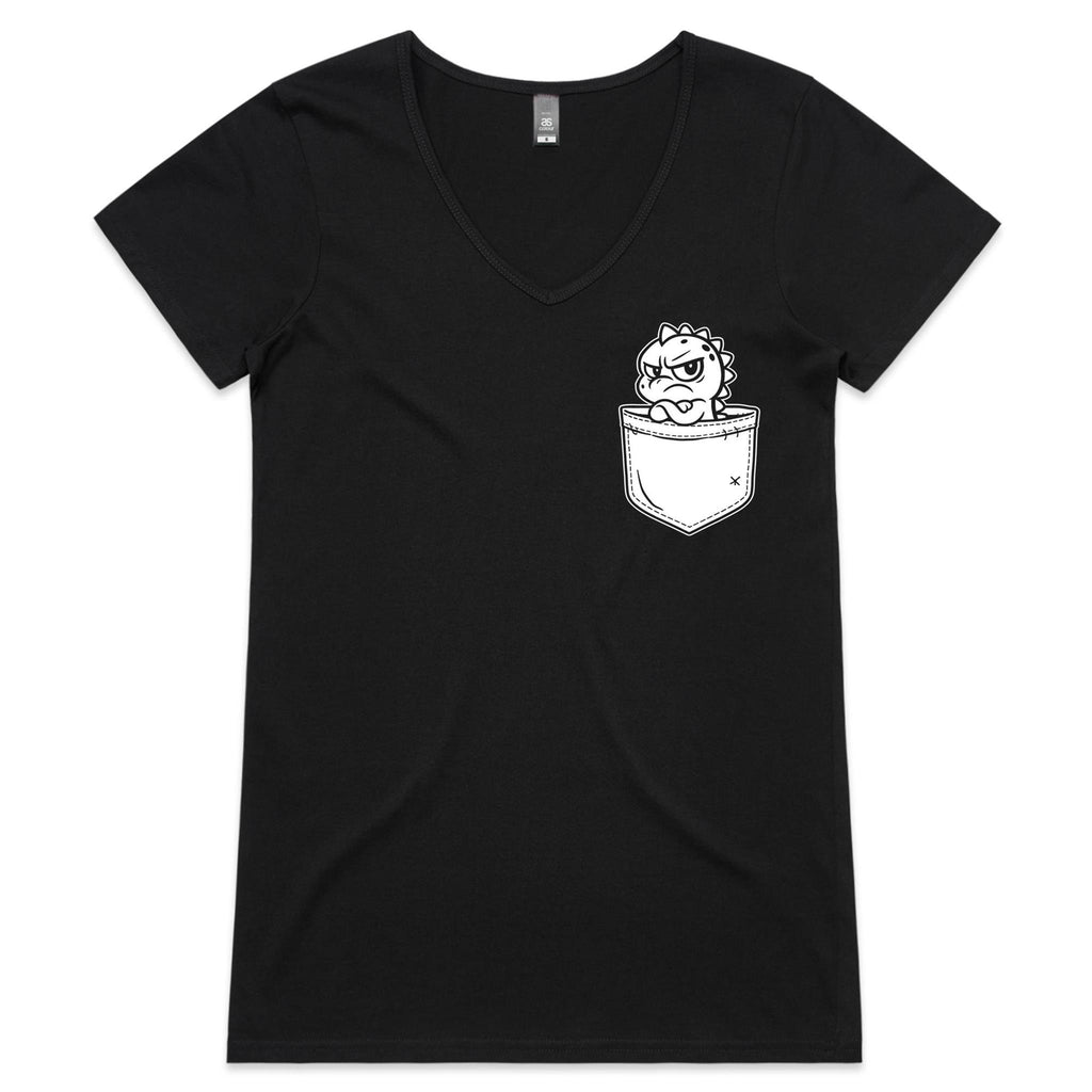 Grumpasaurus - Pocket Peeper - V-Neck Tee