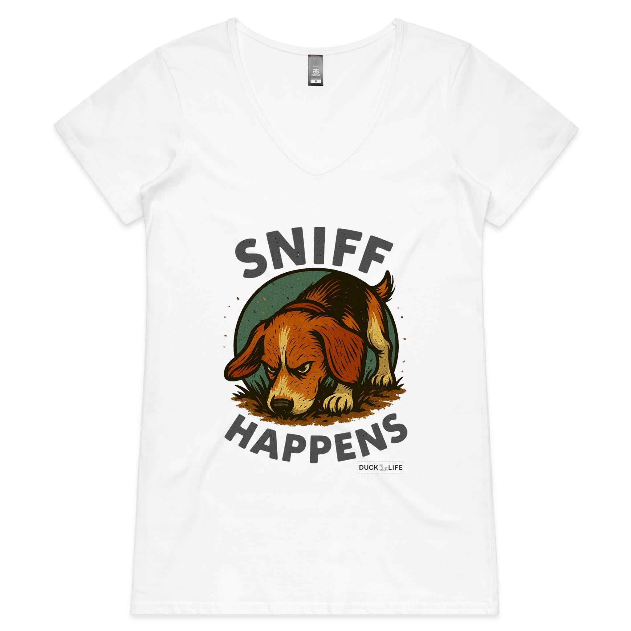 'Sniff Happens' - V-Neck Tee